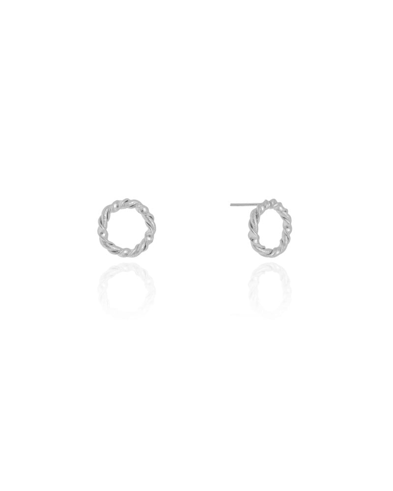 Brinco Argola Frontal Torcida Detalhes 1.2 cm Ródio Branco