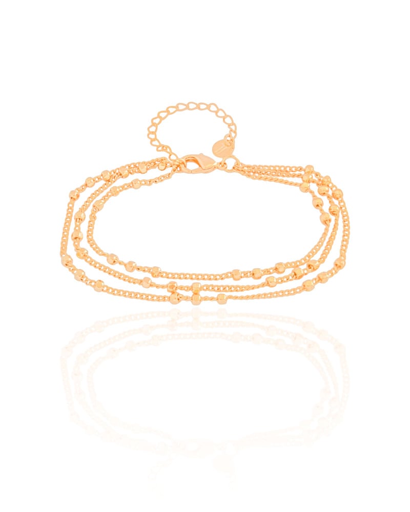 Pulseira Tripla Elos Bolinhas Geométricas Banhado a Ouro 18K