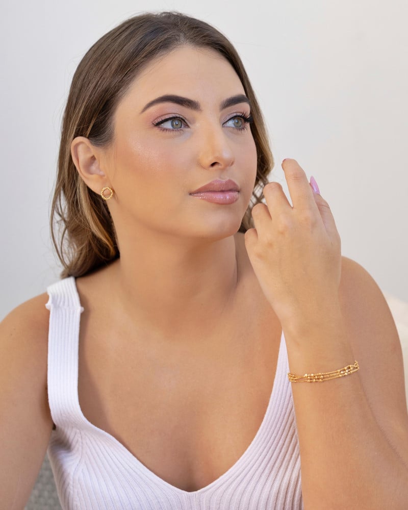Pulseira Tripla Elos Bolinhas Geométricas Banhado a Ouro 18K