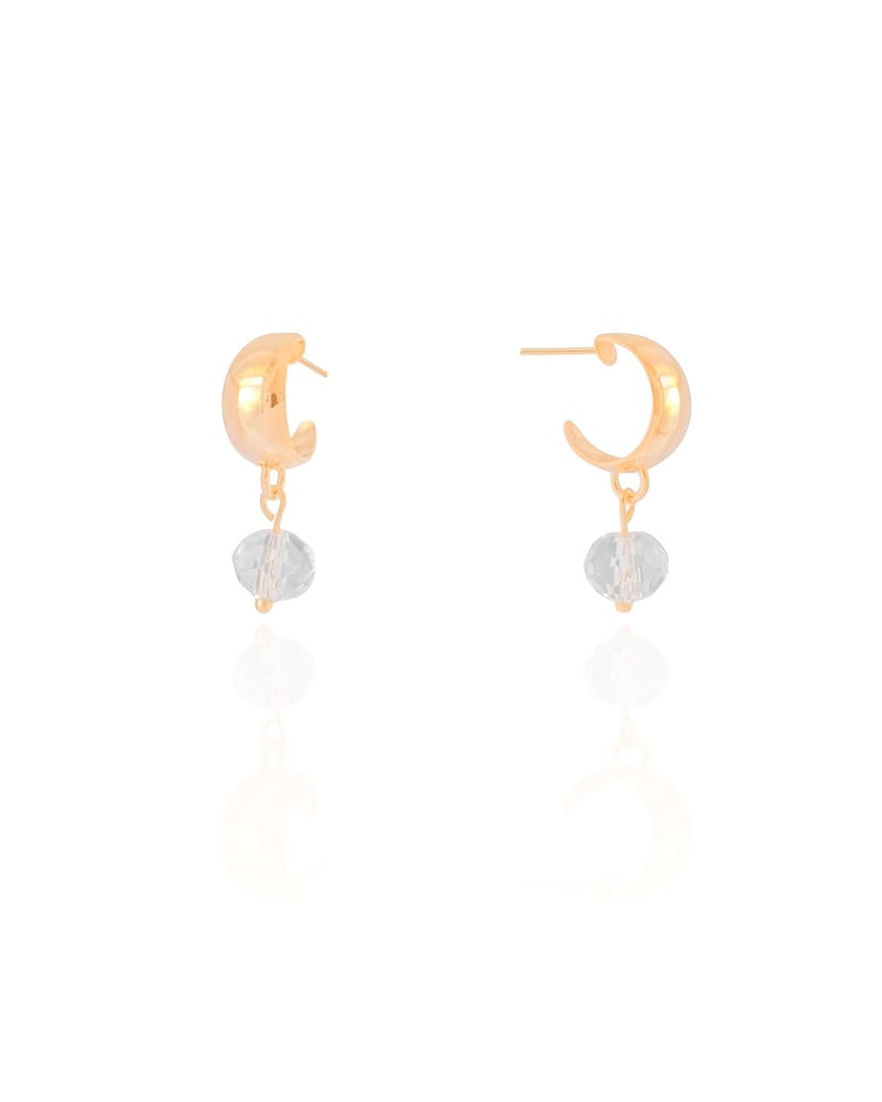 Brinco Argola Lisa Cristal  2.6 cm Banhado a Ouro 18K
