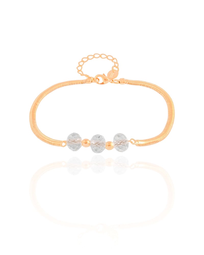 Pulseira Snake Cristais 8 mm Banhado a Ouro 18K