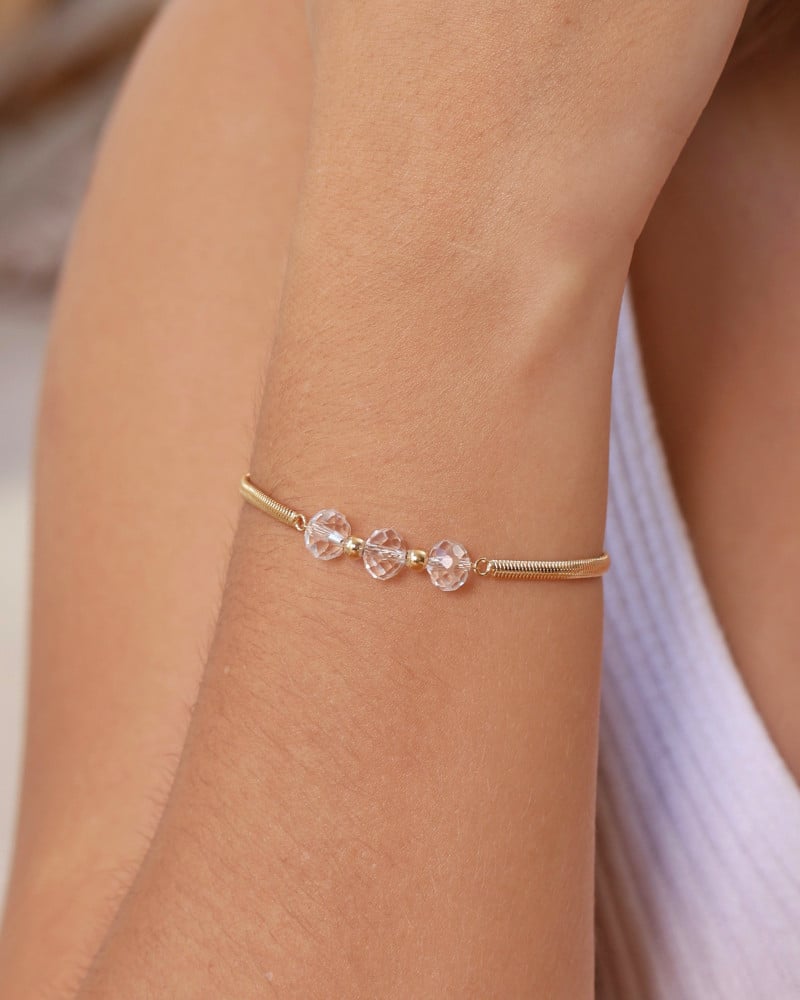 Pulseira Snake Cristais 8 mm Banhado a Ouro 18K