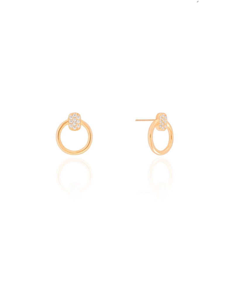 Brinco Círculo Oval Cravejado Cristal 1.4 cm Banhado a Ouro 18K