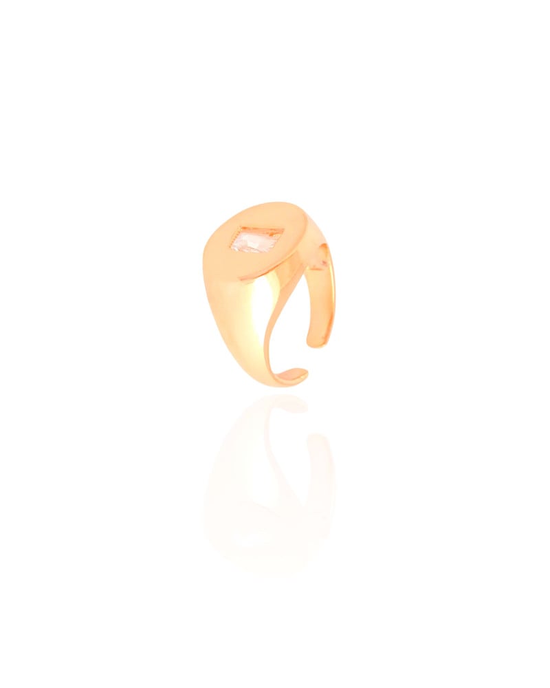 Anel Ajustável Dedinho Baguete Cristal Banhado a Ouro 18K
