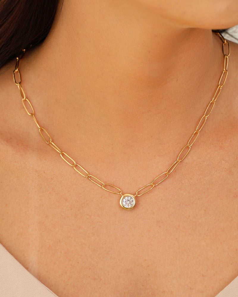 Gargantilha Elos Ovais Ponto de Luz Cristal Banhado a Ouro 18K - 45 cm