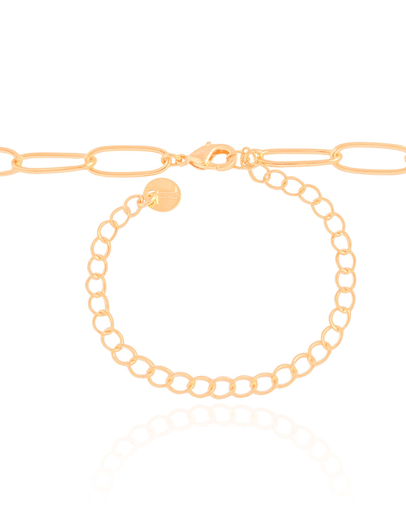 Gargantilha Elos Ovais Ponto de Luz Cristal Banhado a Ouro 18K - 45 cm