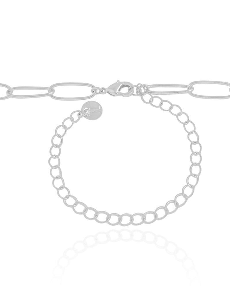 Gargantilha Elos Ovais Ponto de Luz Cristal Ródio Branco - 45 cm