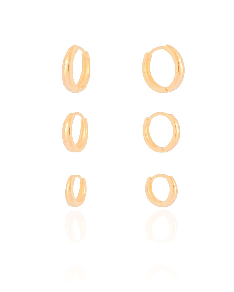 Trio de Argolas Lisas Banhado a Ouro 18K