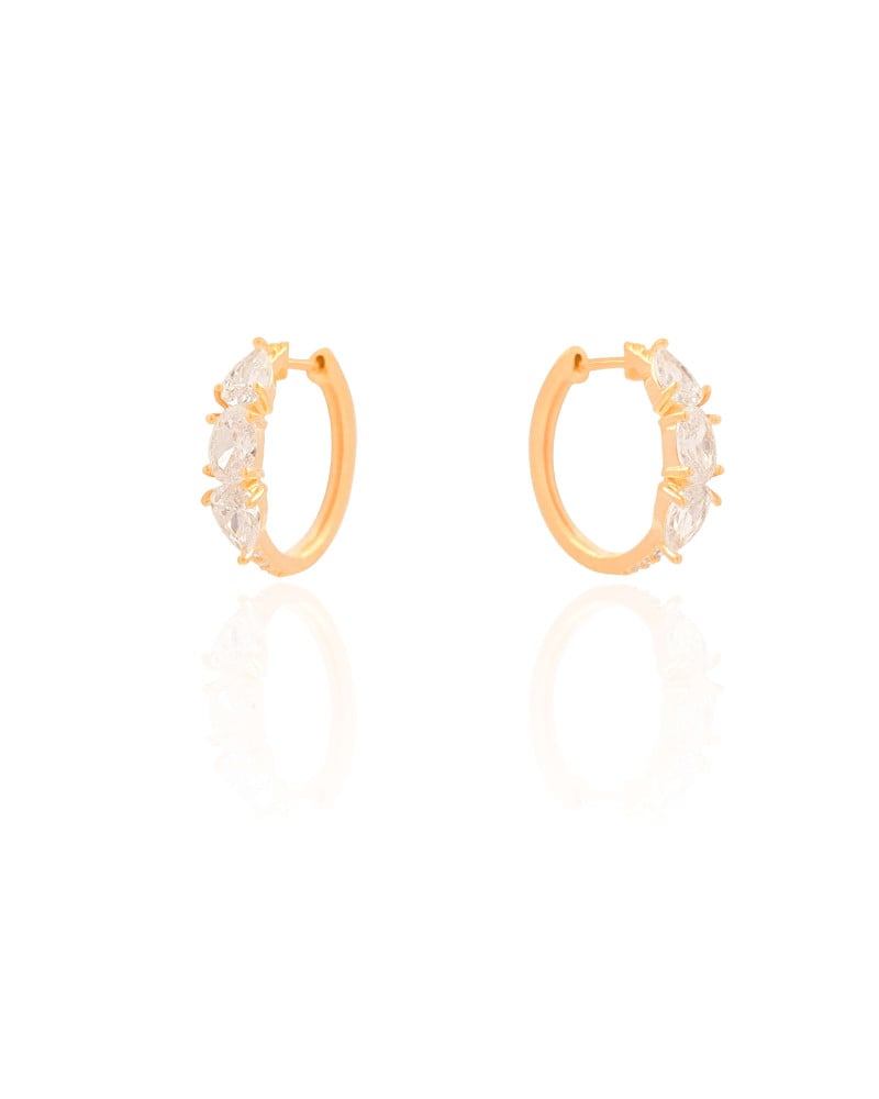 Brinco Argola Click Gotas Cristal 1.9 cm Banhado a Ouro 18K