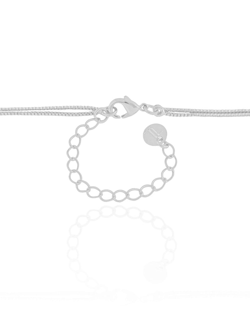 Gargantilha Dupla Gotas Cristal Ródio Branco