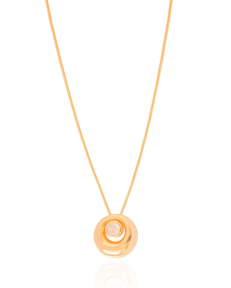 Gargantilha Veneziana Redondo Ponto de Luz Cristal Banhado a Ouro 18K - 45 cm
