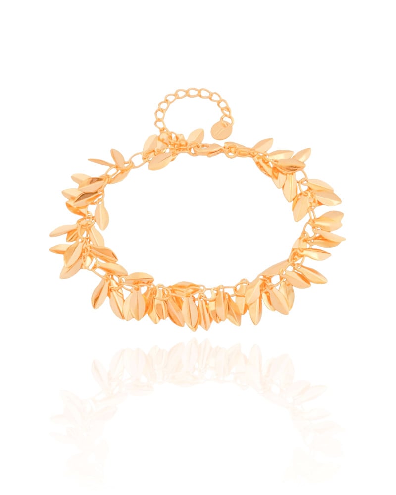 Pulseira Folhas Lisas Banhado a Ouro 18K