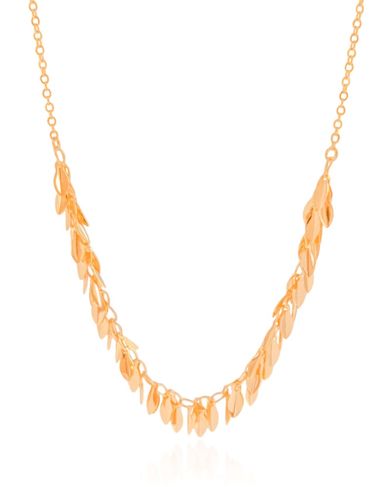 Gargantilha Elos Folhas Lisas Banhado a Ouro 18K - 40 cm