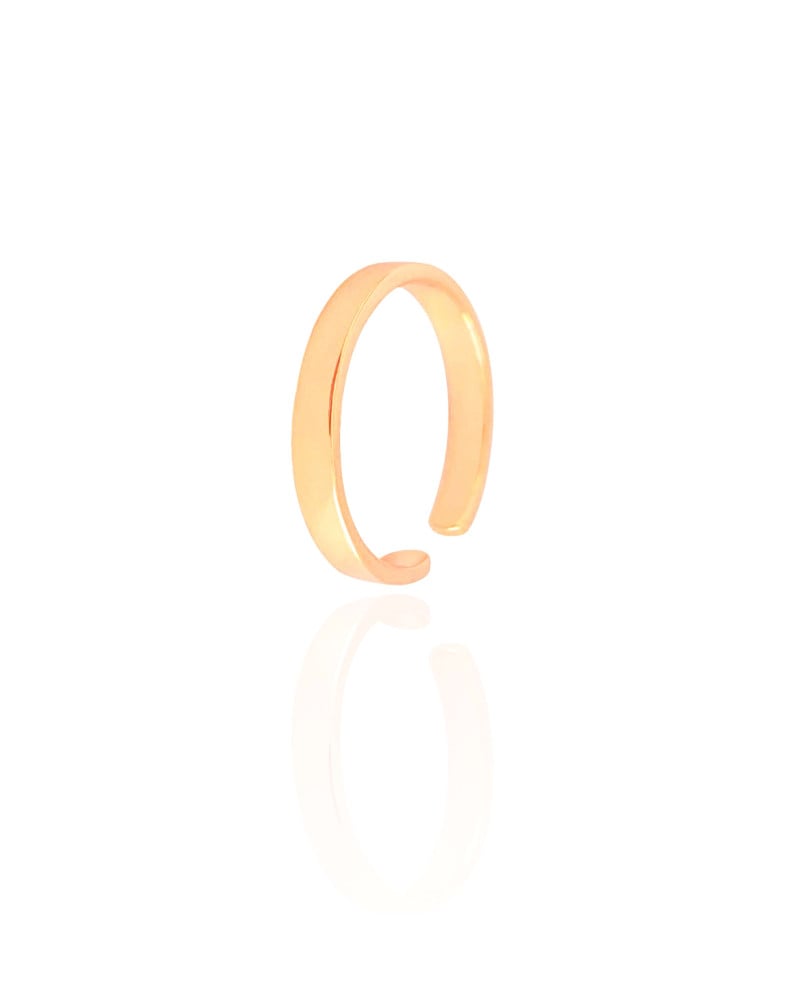 Anel Ajustável Reto Liso Tamanho G Banhado a Ouro 18K