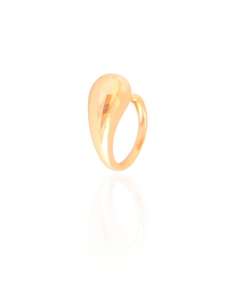 Anel Ajustável Gota Lisa Tamanho P Banhado a Ouro 18K