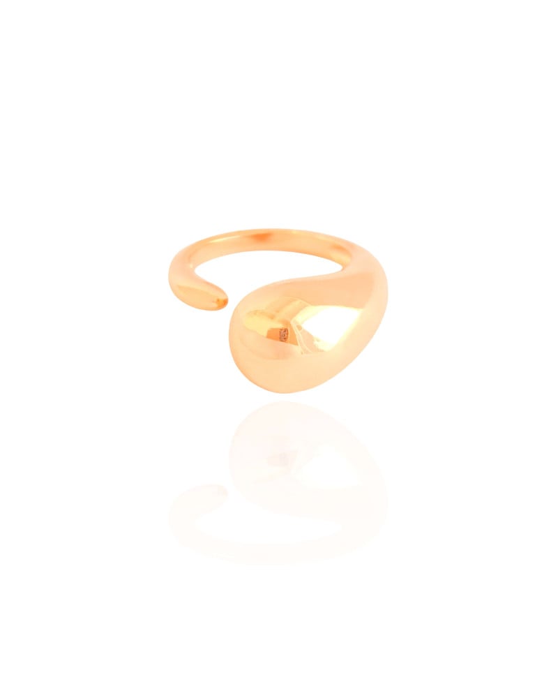 Anel Ajustável Gota Lisa Tamanho M Banhado a Ouro 18K