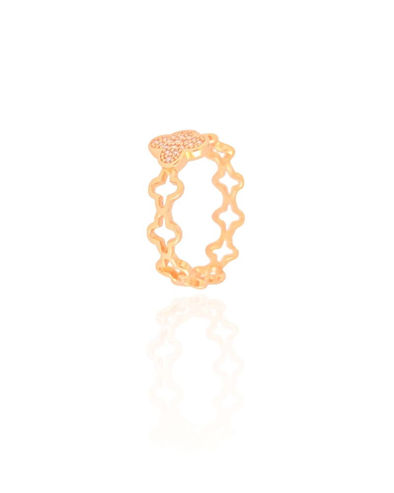 Anel Flor Cravejada Cristal Tamanho 22 Banhado a Ouro 18K