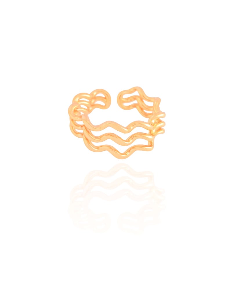 Anel Ajustável Triplo Espiral Tamanho P Banhado a Ouro 18K