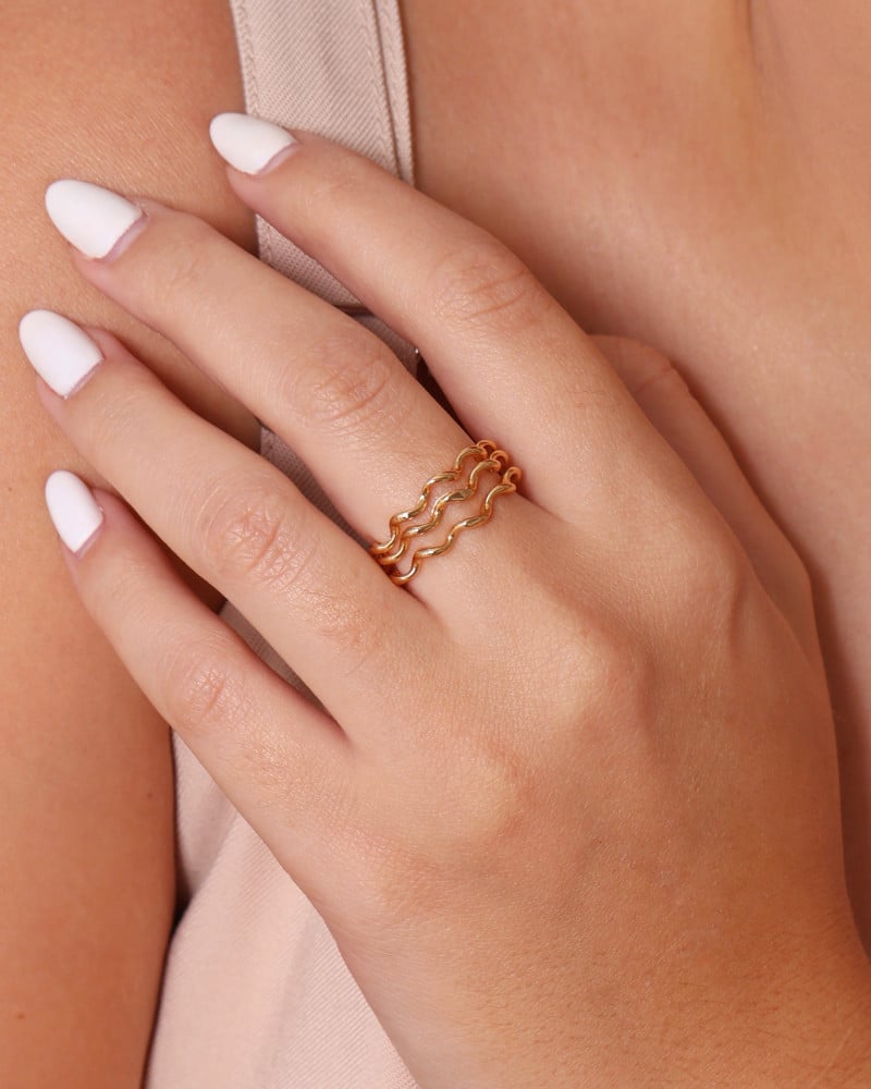 Anel Ajustável Triplo Espiral Tamanho P Banhado a Ouro 18K