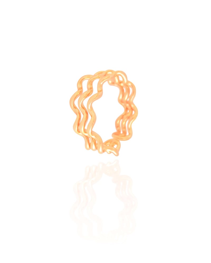 Anel Ajustável Triplo Espiral Tamanho P Banhado a Ouro 18K