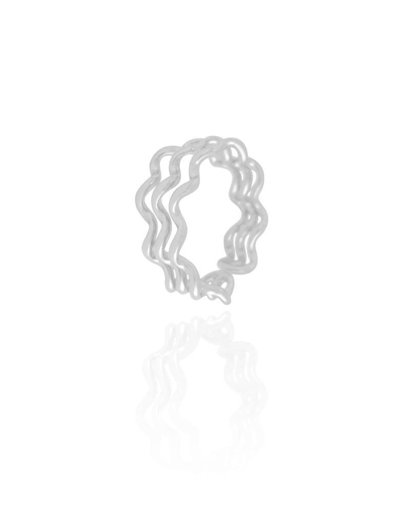 Anel Ajustável Triplo Espiral Tamanho P Ródio Branco