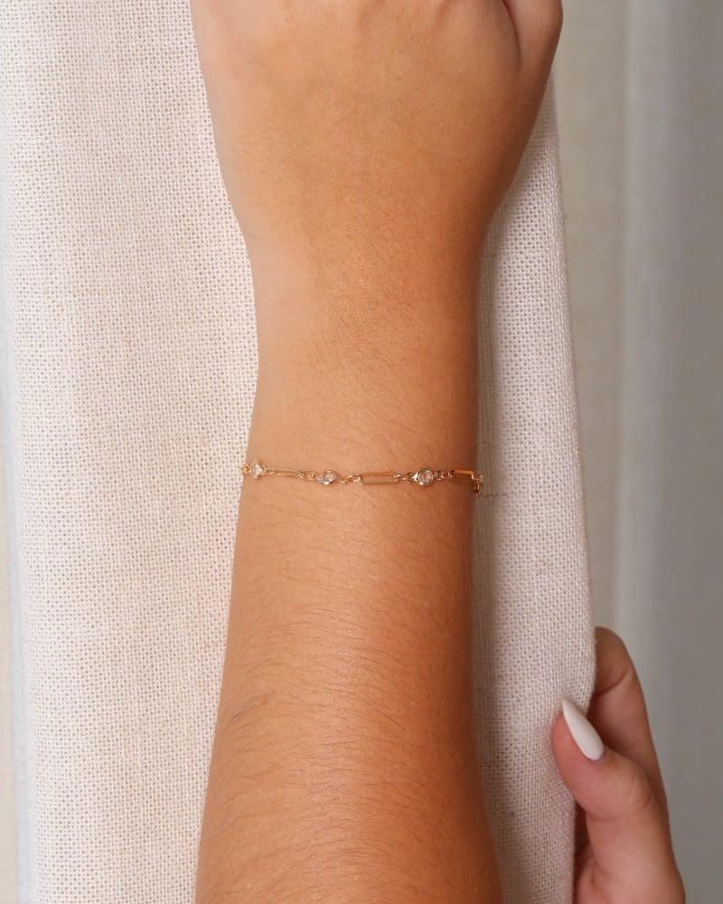 Pulseira Elos Pontos de Luz Cristal Banhado a Ouro 18K