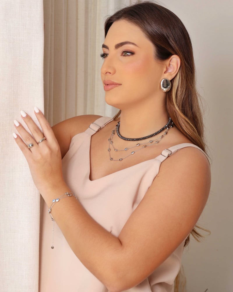 Pulseira Elos Ovais Lisos Ródio Branco