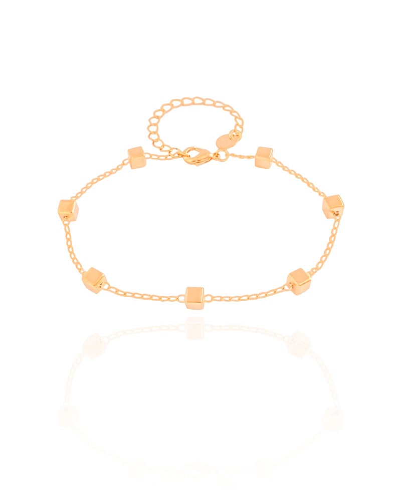 Pulseira Elos Quadrados Lisos Banhado a Ouro 18K