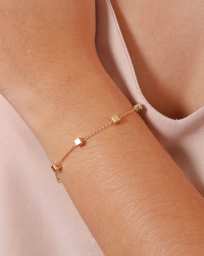 Pulseira Elos Quadrados Lisos Banhado a Ouro 18K