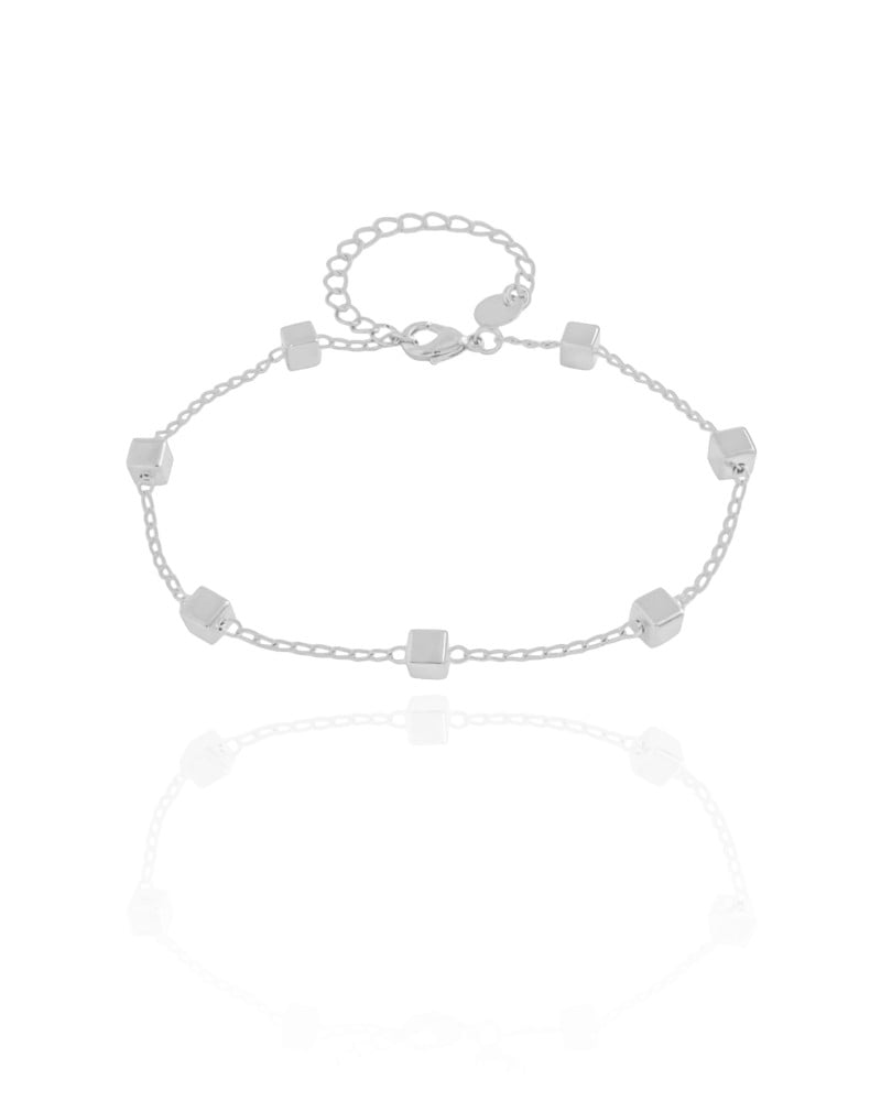 Pulseira Elos Quadrados Lisos Ródio Branco