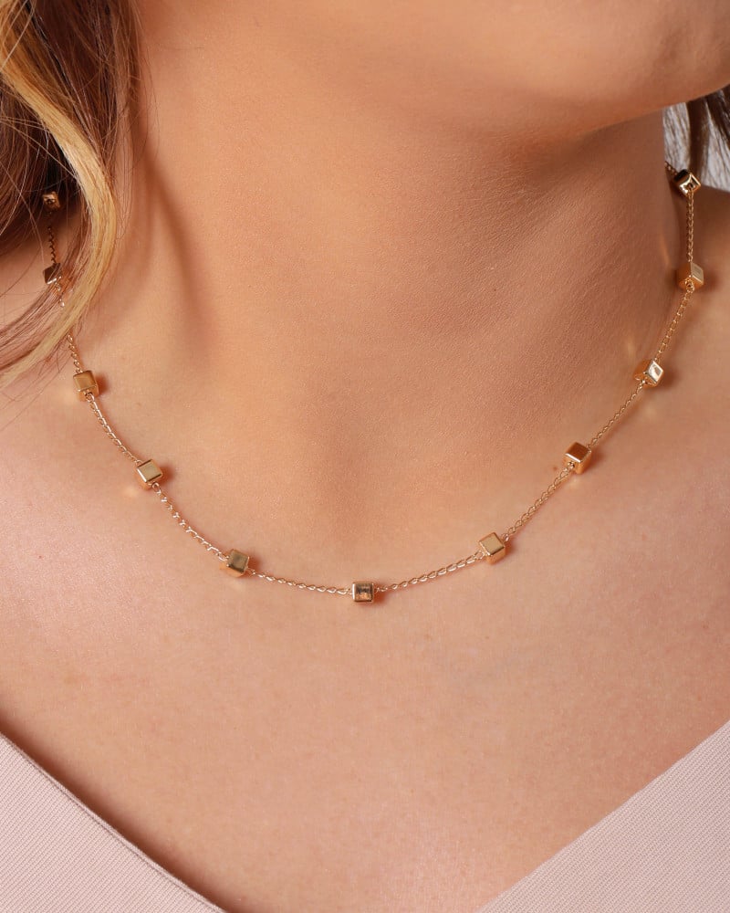 Choker Elos Quadrados Lisos Banhado a Ouro 18K