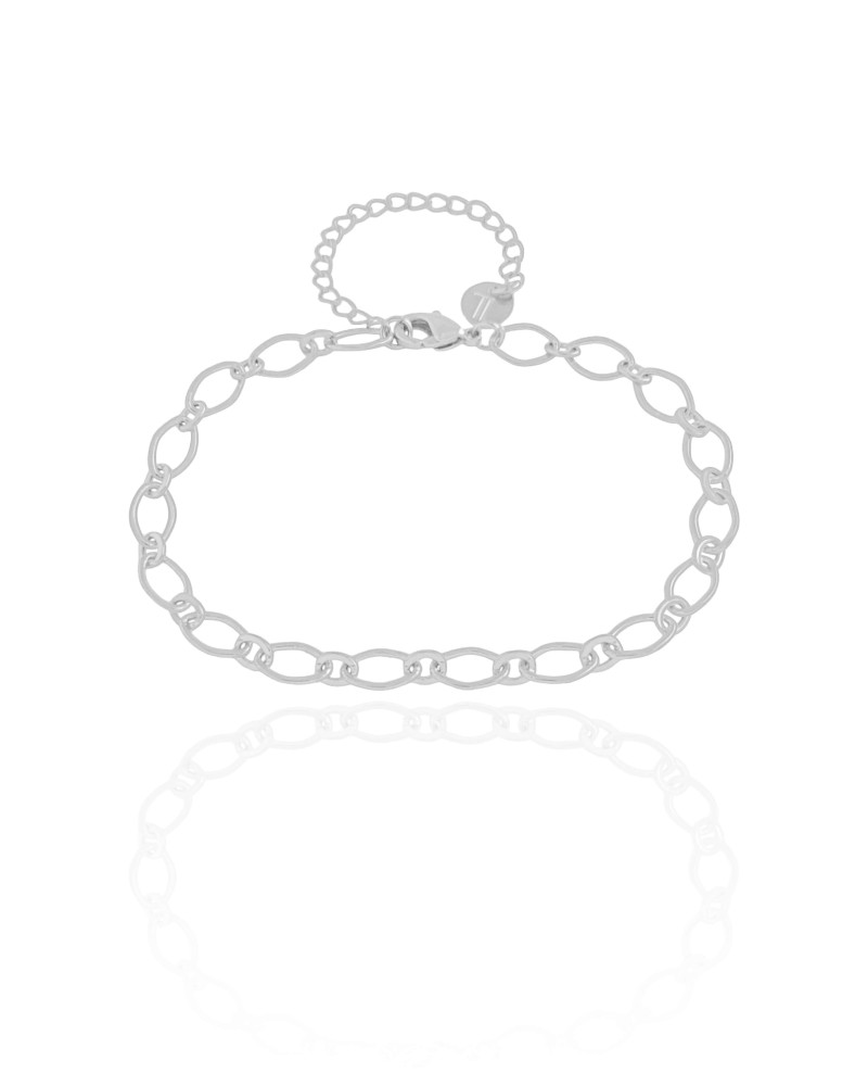 Pulseira Elos Losango 5 mm Ródio Branco