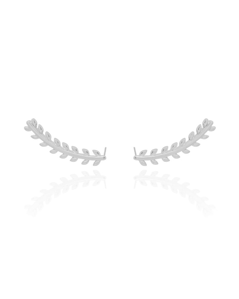 Ear Cuff Folhas 2.8 cm Ródio Branco