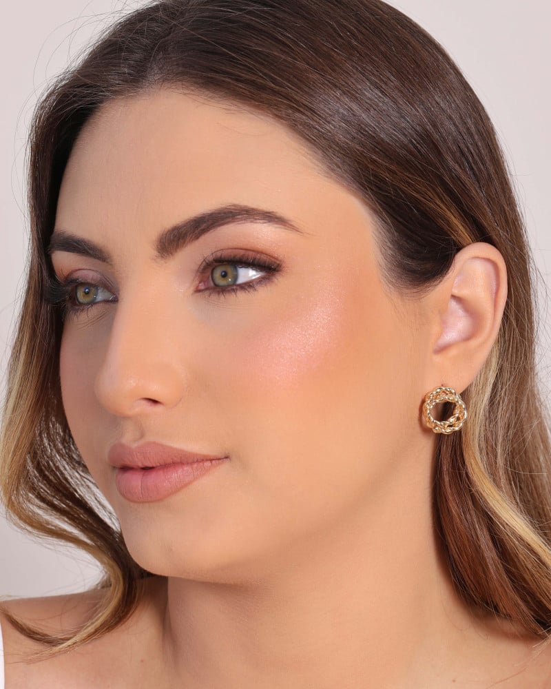 Brinco Círculos Torcidos Entrelaçados 1.8 cm Banhado a Ouro 18K