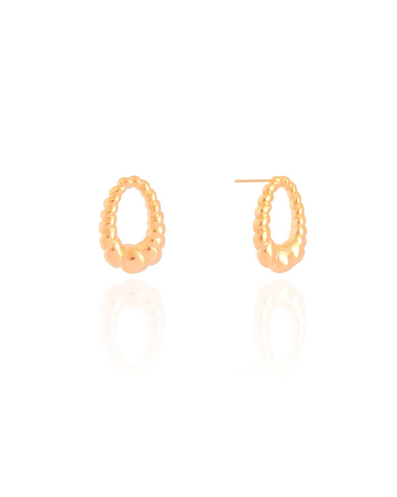 Brinco Oval Torcido Liso 1.8 cm Banhado a Ouro 18K