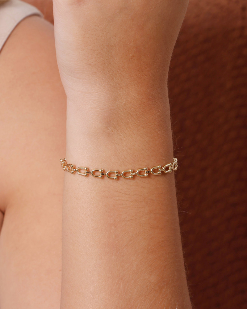 Pulseira Elos em U 5 mm Banhado a Ouro 18K