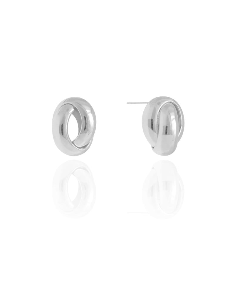 Brinco Nó Liso 1.9 cm Ródio Branco