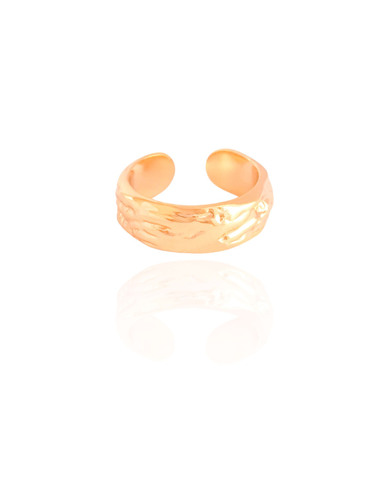 Anel Ajustável Orgânico Tamanho P Banhado a Ouro 18K