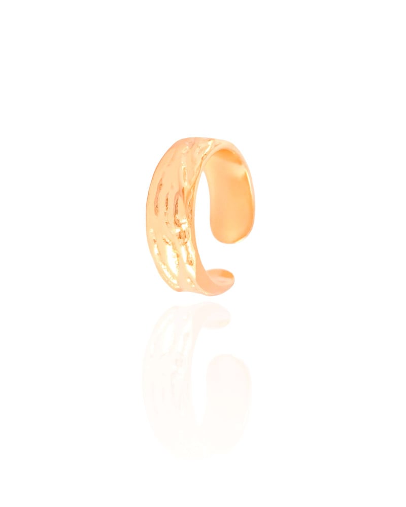 Anel Ajustável Orgânico Tamanho P Banhado a Ouro 18K
