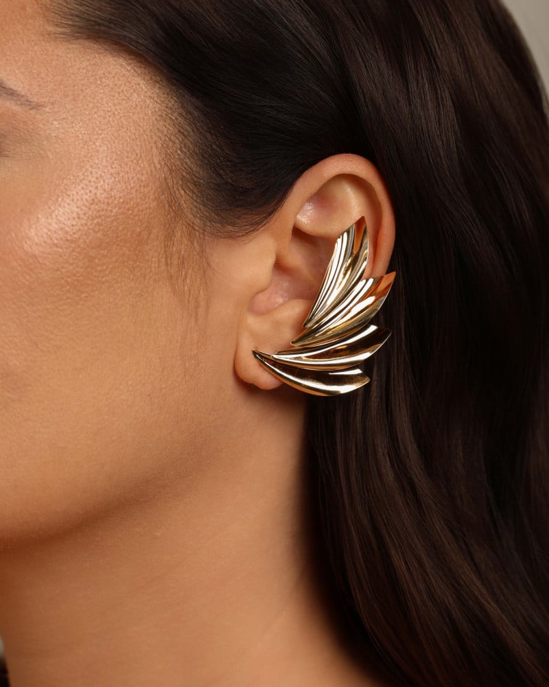 Ear Cuff Asa Lisa 4.5 cm Banhado a Ouro 18K