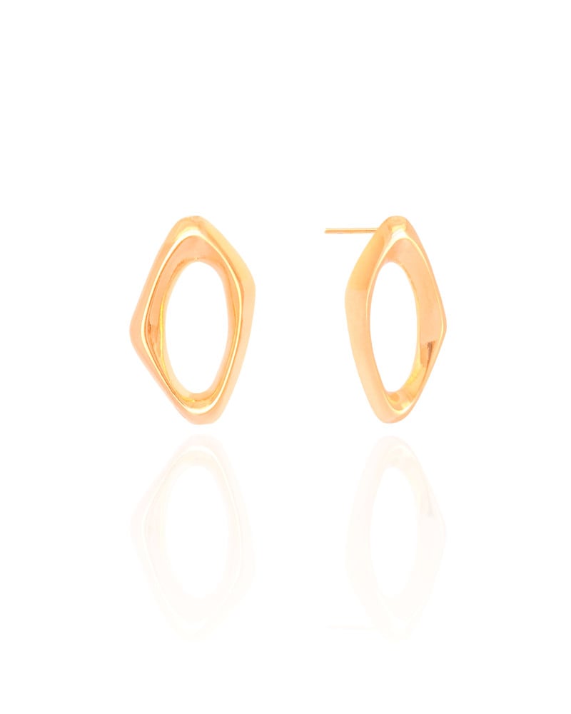 Brinco Orgânico Vazado 2.5 cm Banhado a Ouro 18K