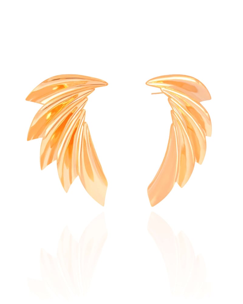 Brinco Asa Lisa 5.5 cm Banhado a Ouro 18K