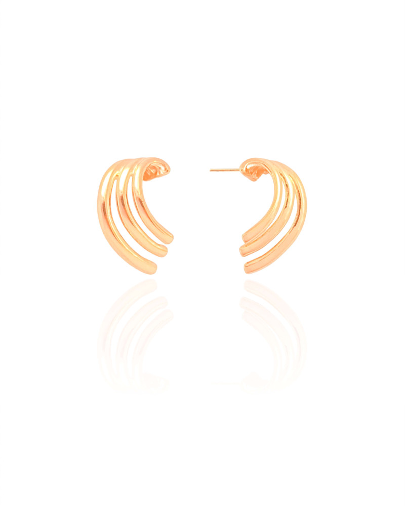 Brinco Filetes Lisos 1.9 cm Banhado a Ouro 18K