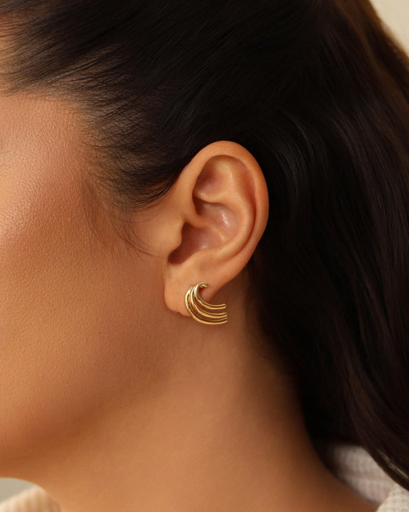 Ear Hook Filetes Lisos 1.9 cm Banhado a Ouro 18K