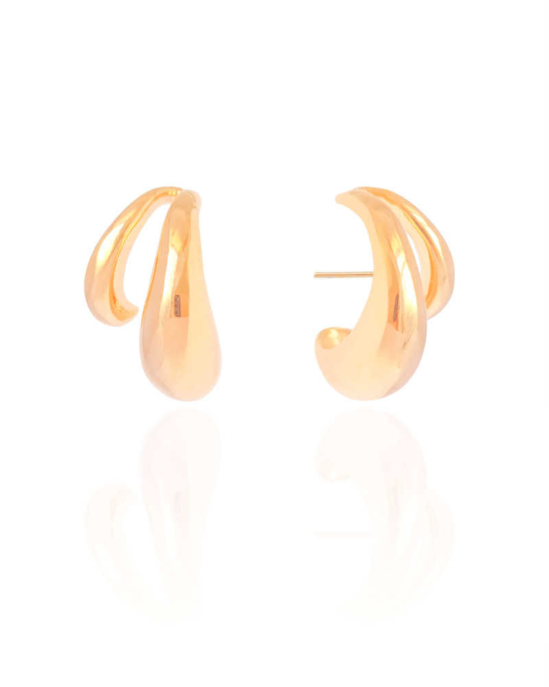 Ear Cuff Dois Filetes Lisos Banhado a Ouro 18K