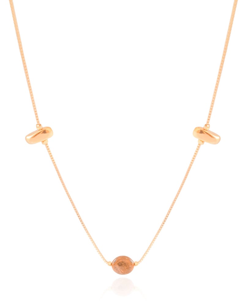 Gargantilha Longa Cascalhos Banhado a Ouro 18K - 60 cm