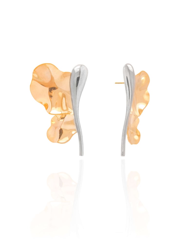 Brinco Libélula Mix de Banhos 3.7 cm Banhado a Ouro 18K