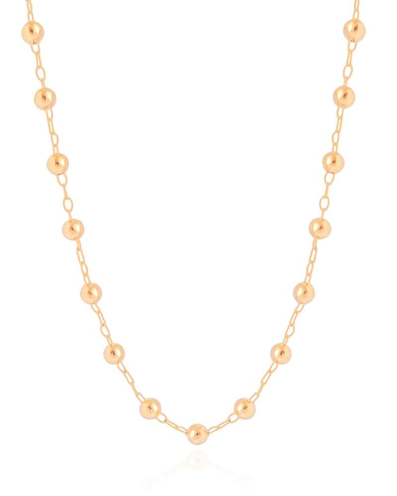 Gargantilha Elos Bolas Lisas 5 mm Banhado a Ouro 18K - 45 cm