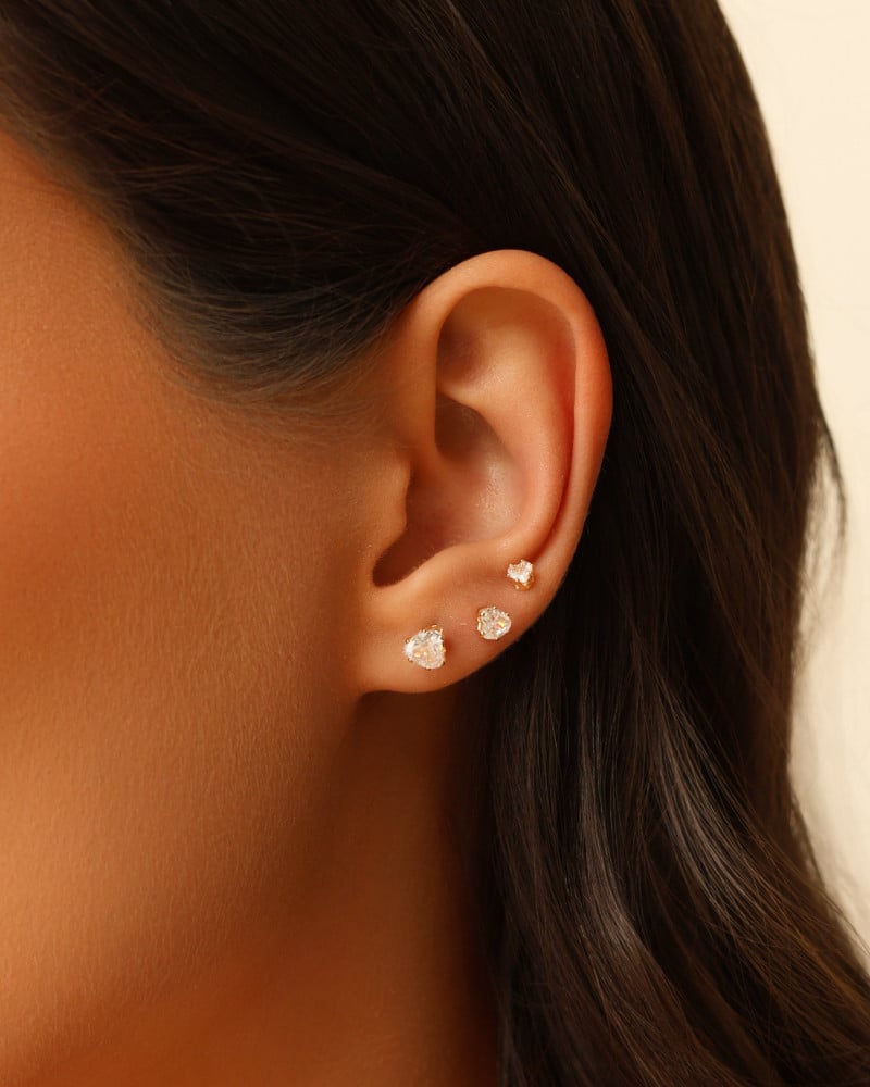 Trio Coração Cristal Banhado a Ouro 18K