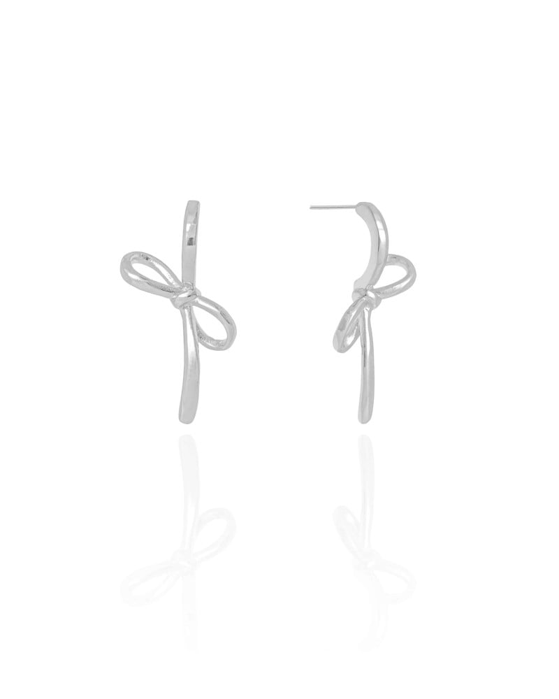 Brinco Laço Liso 3.0 cm Ródio Branco